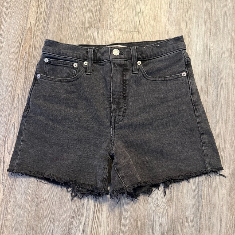 Madewell Womens 25 High Rise Denim Shorts Faded Black‎